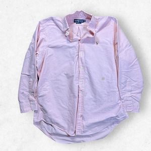 Ralph Lauren Button‎ Down Shirt Men's Size 17-34 Light Pink 100% Cotton STAINED